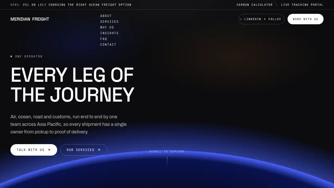 Meridian Freight template preview